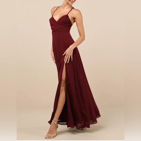 Lulu's Burgundy Strappy Maxi Dress